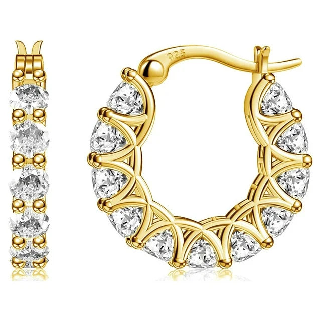 Twisted Moissanite Gold Plated Hoop Earrings
