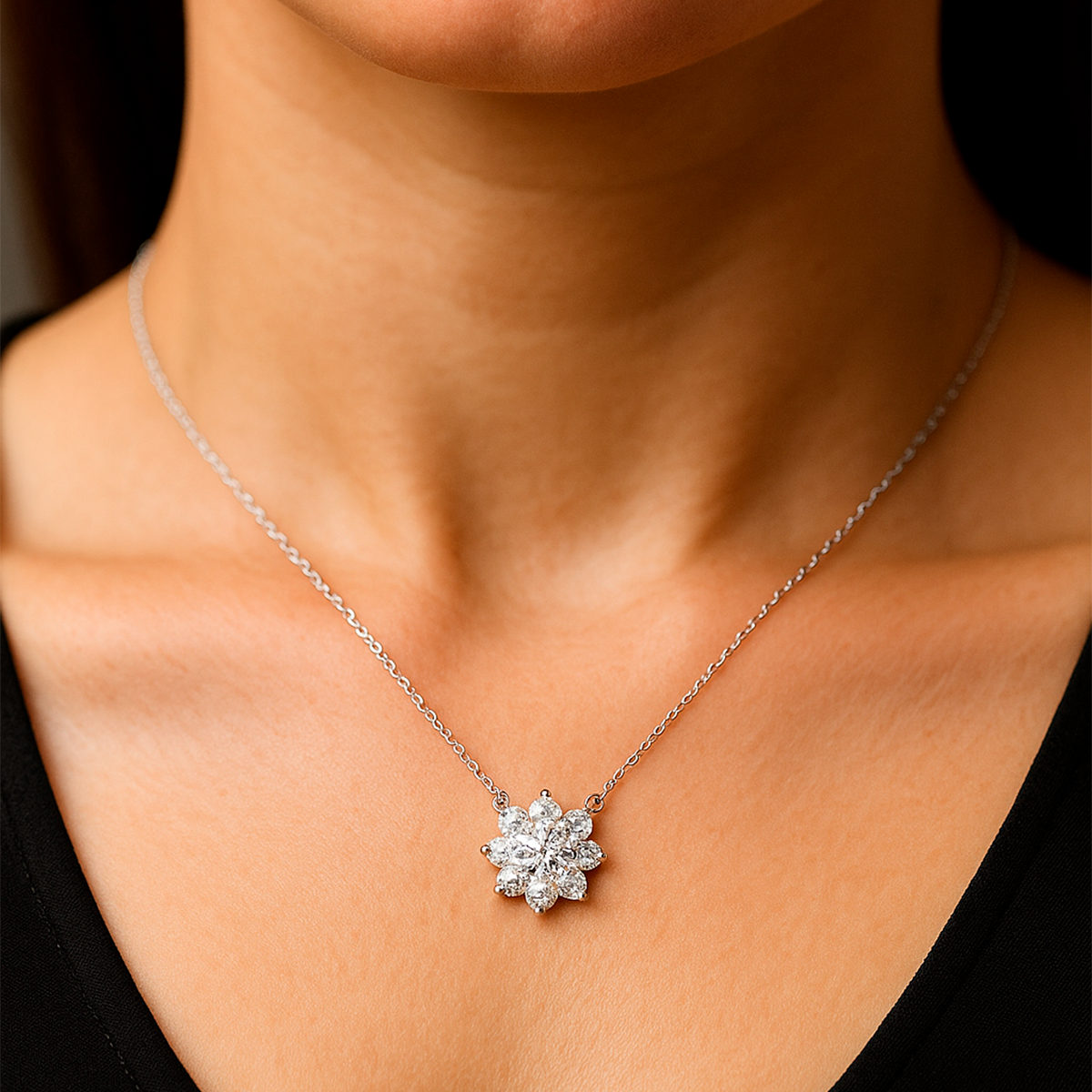 Jasmine Blossom Moissanite Gold Plated Necklace