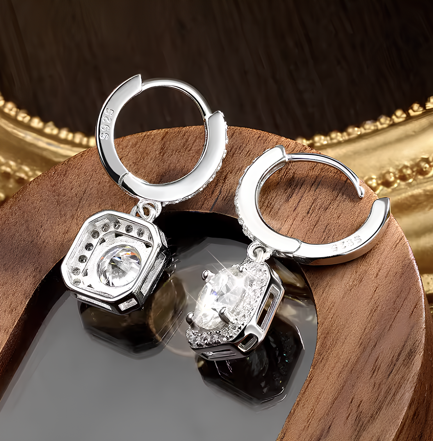 Brilliant Moissanite Gold Plated Earrings