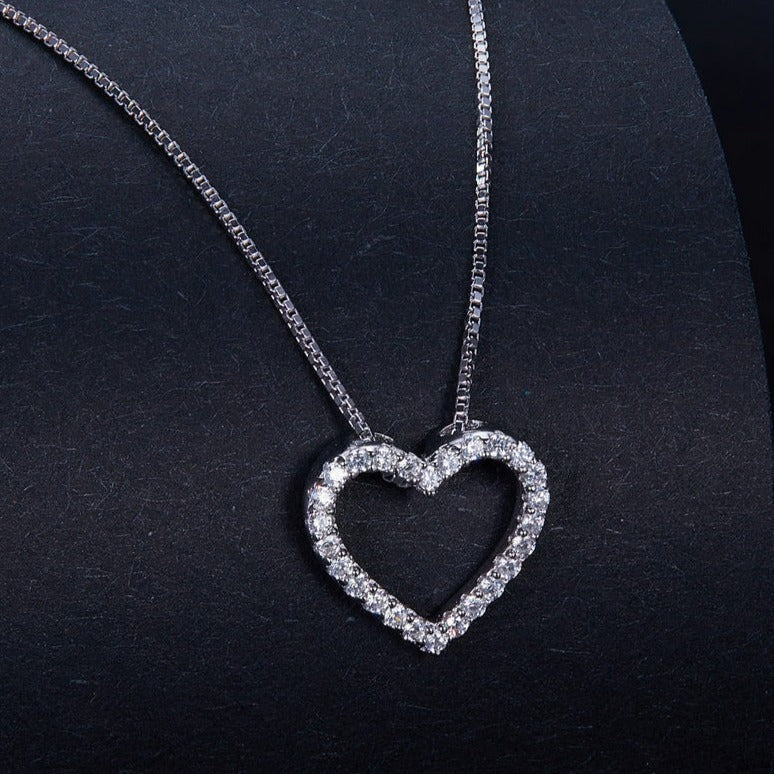 Colar Coração Moissanite em Prata - Loratta