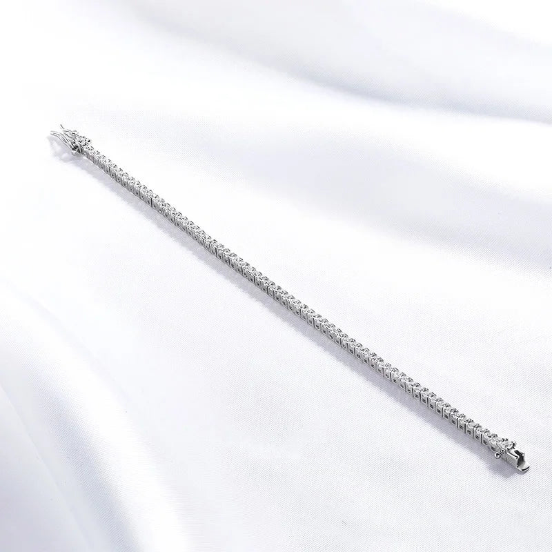 2mm Moissanite Rhodium Plated Tennis Bracelet