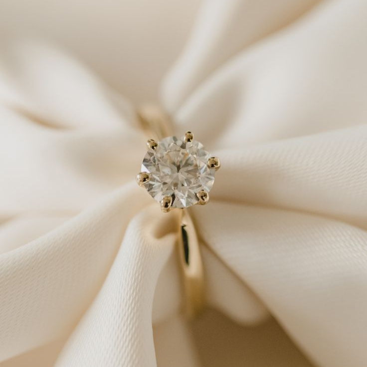 Classic Brilliant Moissanite Solitaire Gold Plated Ring