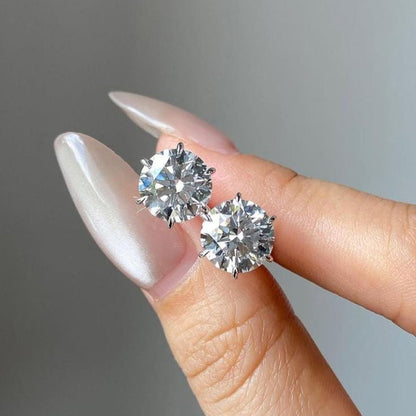 Classic Solitaire 6-Prong Moissanite Gold Plated Earrings