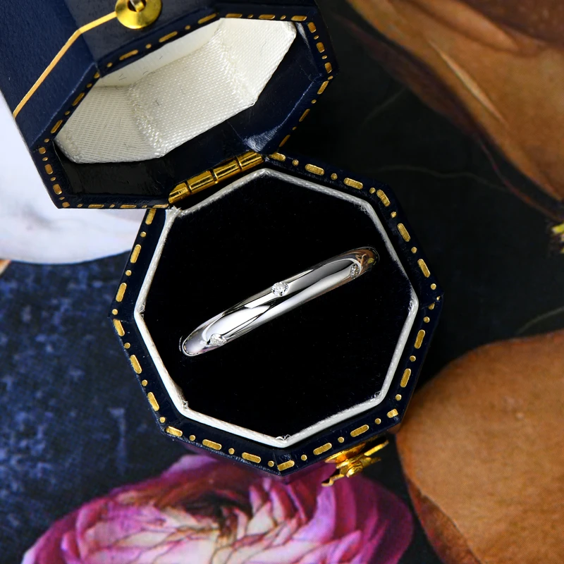 Scattered 15 Points Moissanite Flush Set Gold Plated Ring