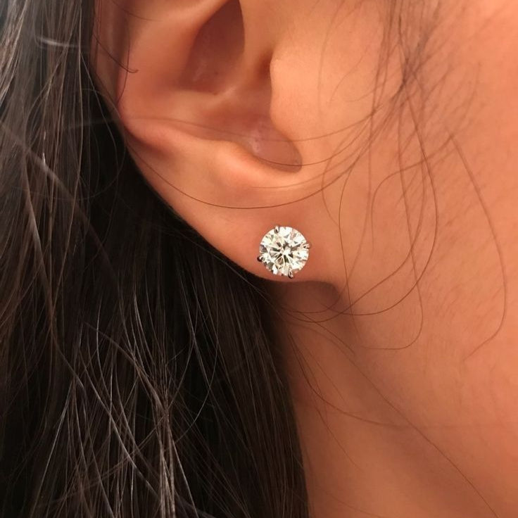 Pure Solitaire 4-Prong Moissanite Gold Plated Earrings