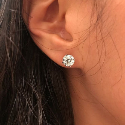 Pure Solitaire 4-Prong Moissanite Gold Plated Earrings