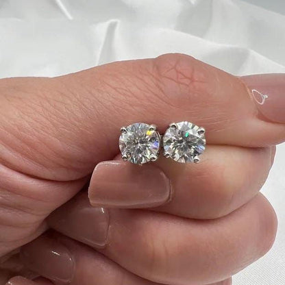 Pure Solitaire 4-Prong Moissanite Gold Plated Earrings