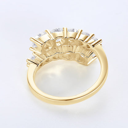 Flower Cluster Moissanite Gold Plated Ring