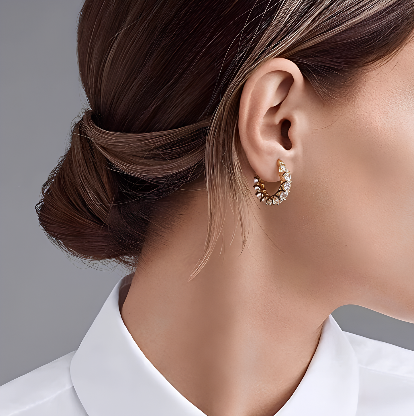 Twisted Moissanite Gold Plated Hoop Earrings