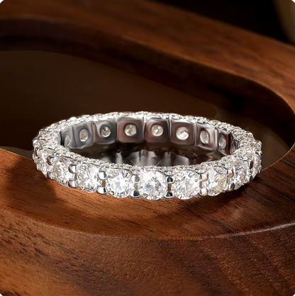 Luxe Pavé Detail Moissanite Gold Plated Eternity Ring