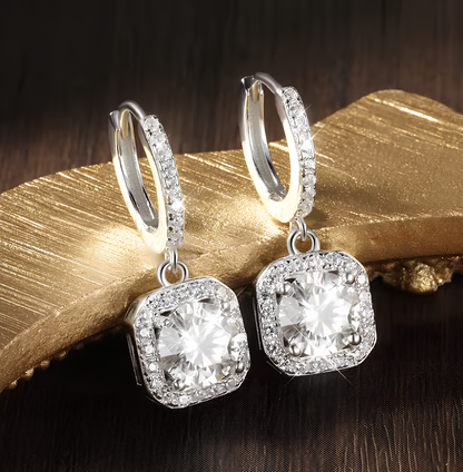 Brilliant Moissanite Gold Plated Earrings