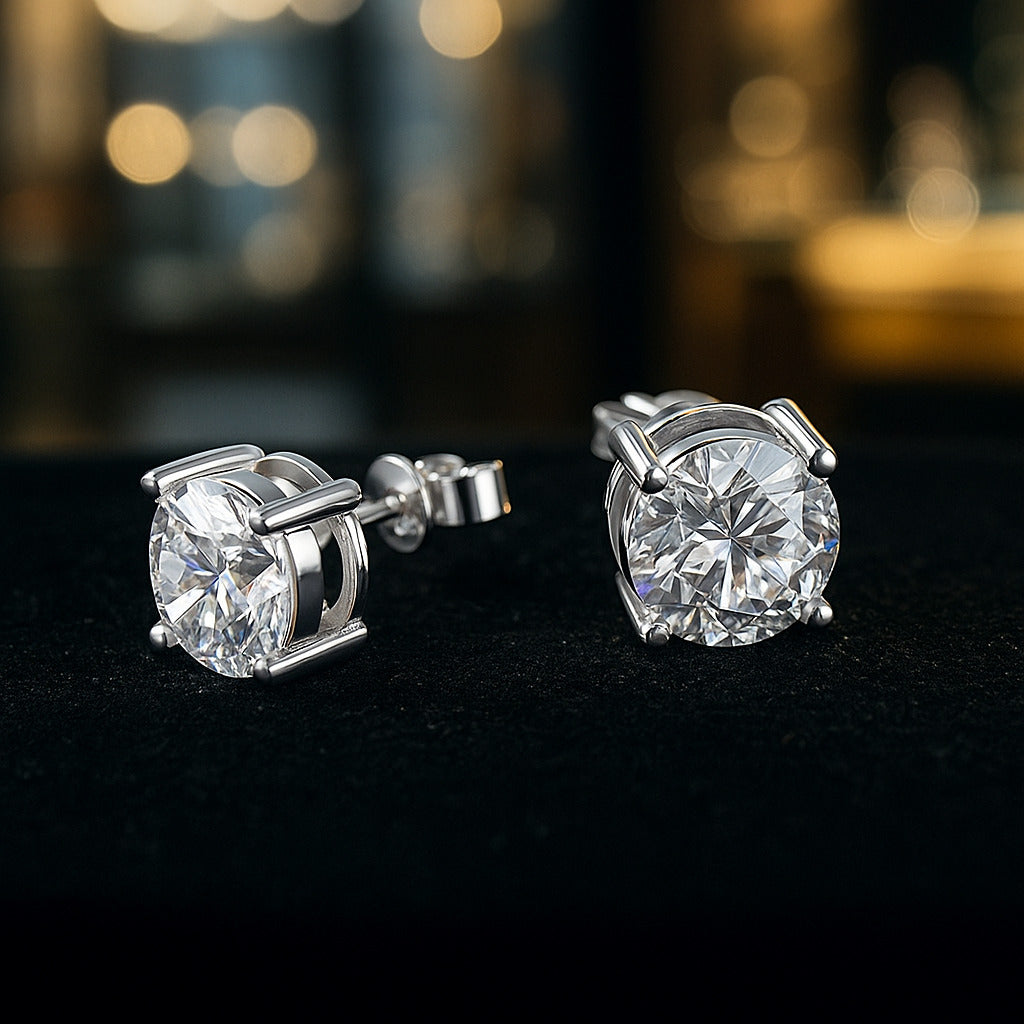 Luxe Solitaire Moissanite Gold Plated Earrings