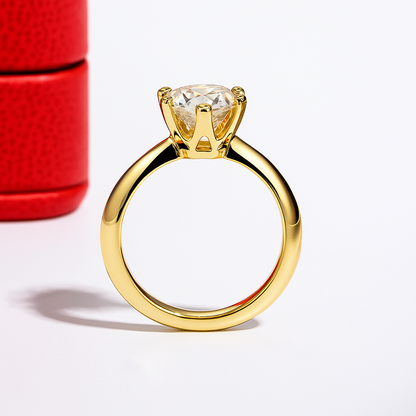 Classic Brilliant Moissanite Solitaire Gold Plated Ring