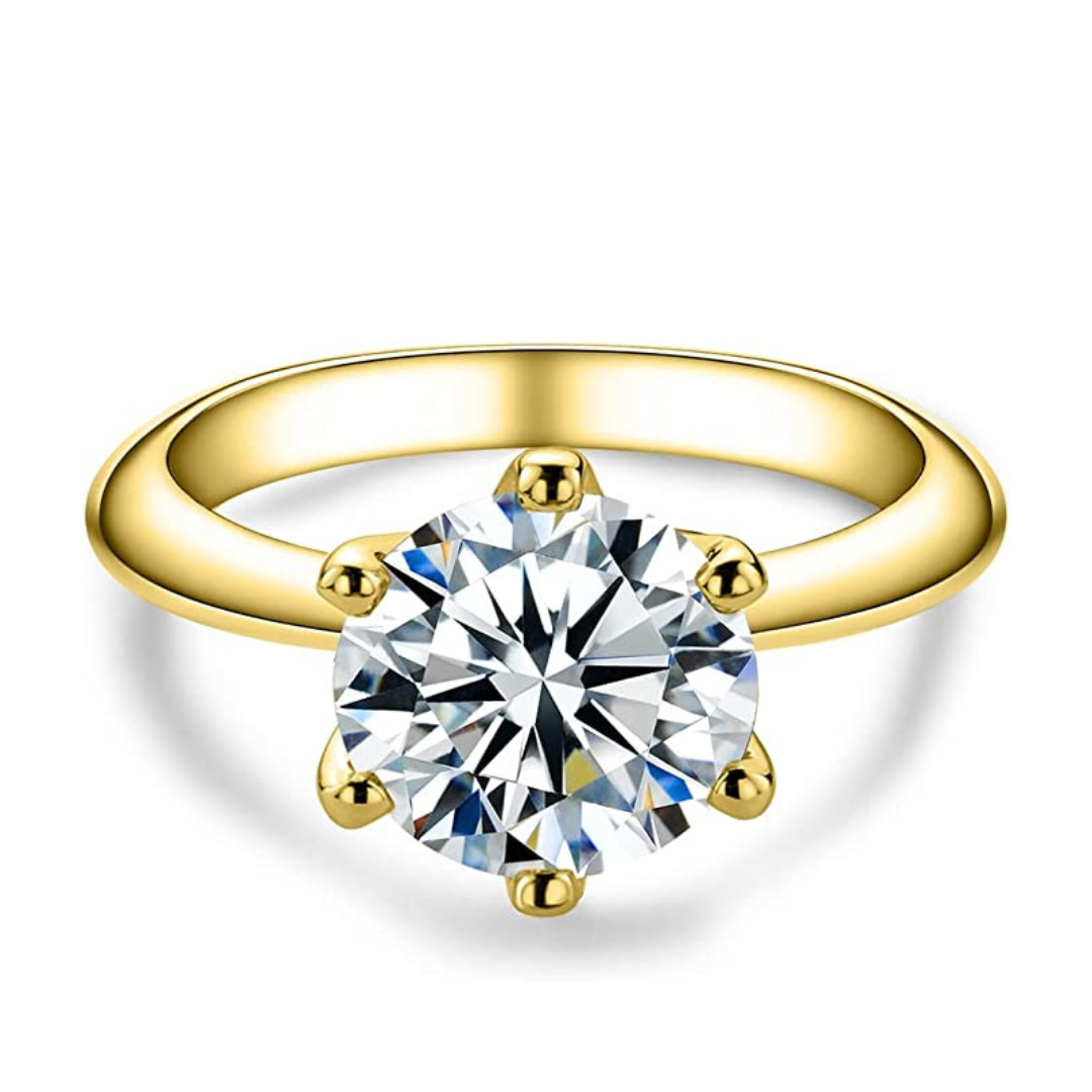 Anel Solitário Brilhante Moissanite Gold - Loratta