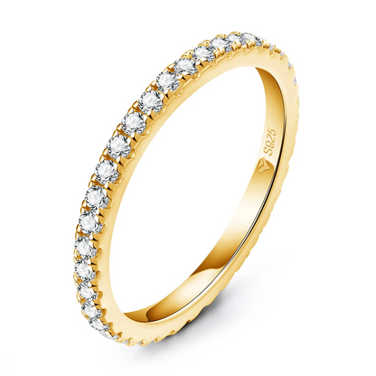Round Cut Moissanite Gold Plated Full Eternity Ring