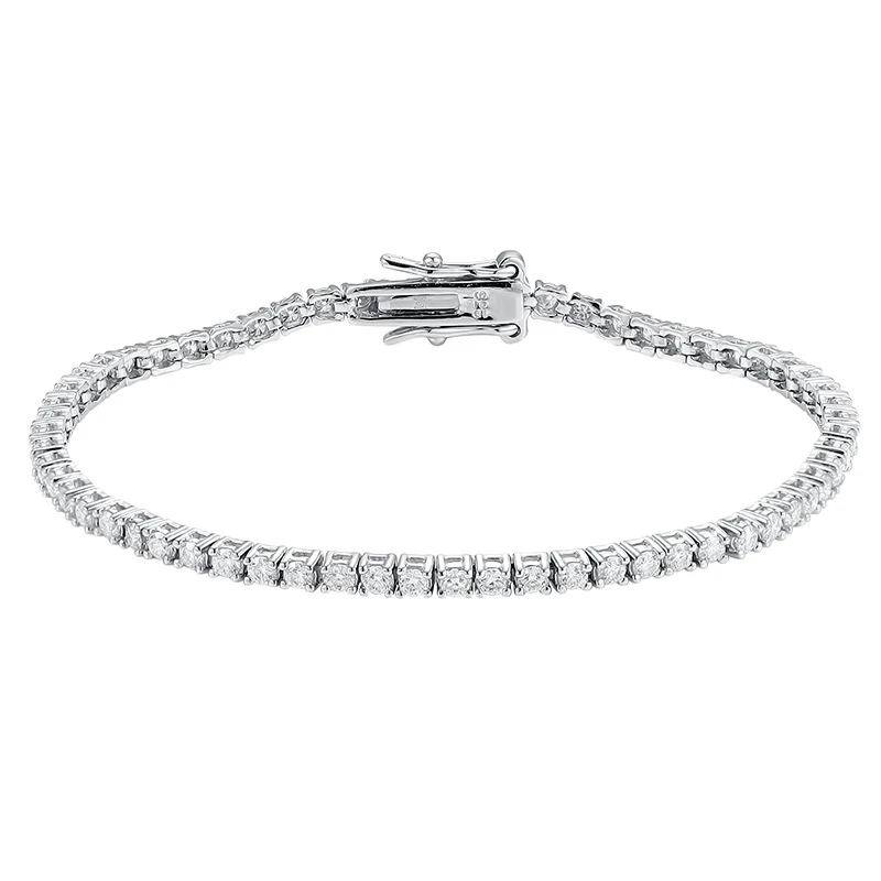 2mm Moissanite Rhodium Plated Tennis Bracelet