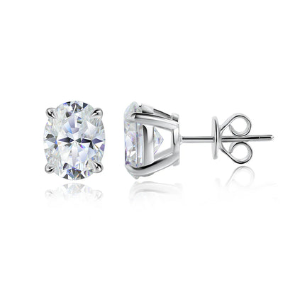 Elegant Oval Moissanite Solitaire Gold Plated Earrings