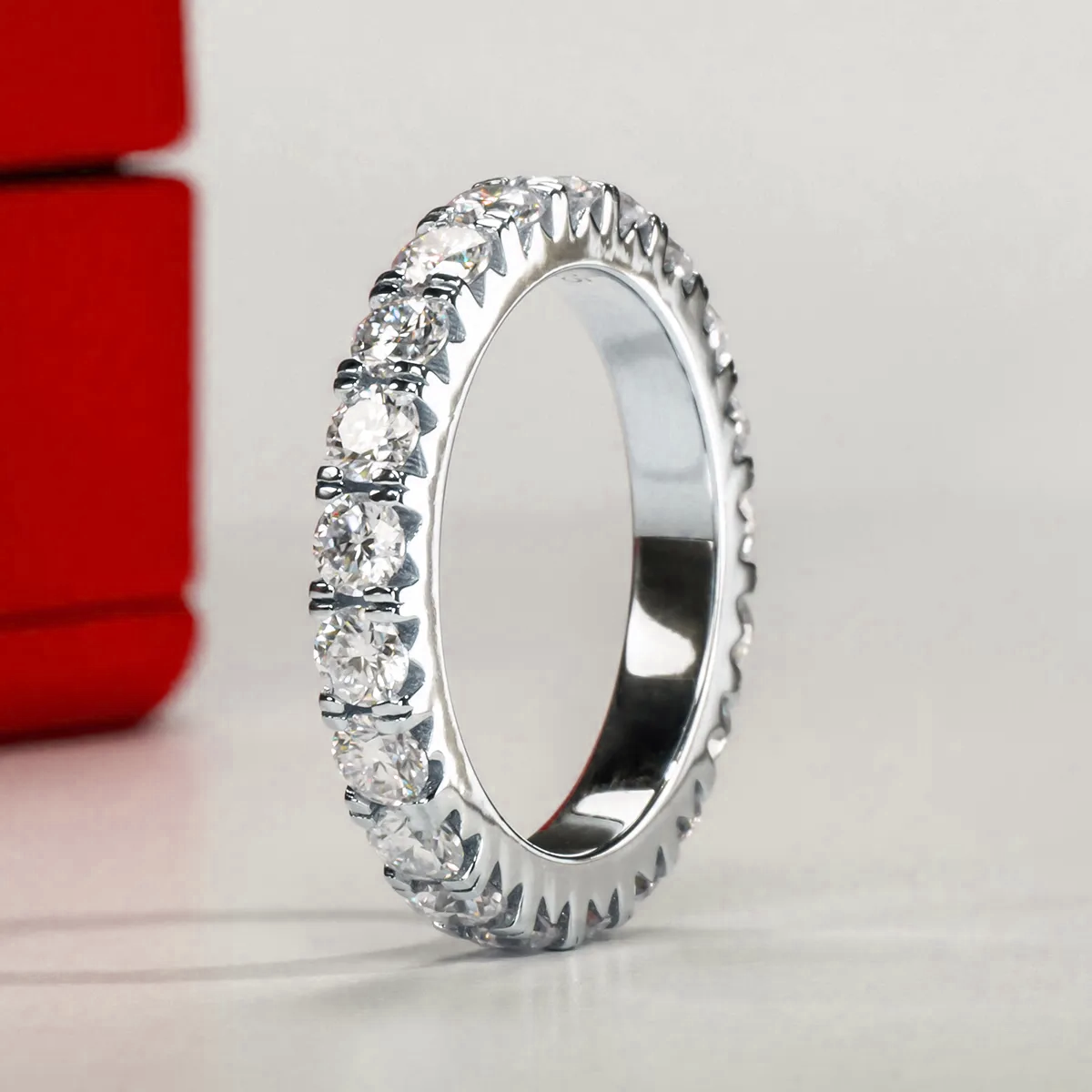 Brilliant Full Eternity Moissanite Gold Plated Ring