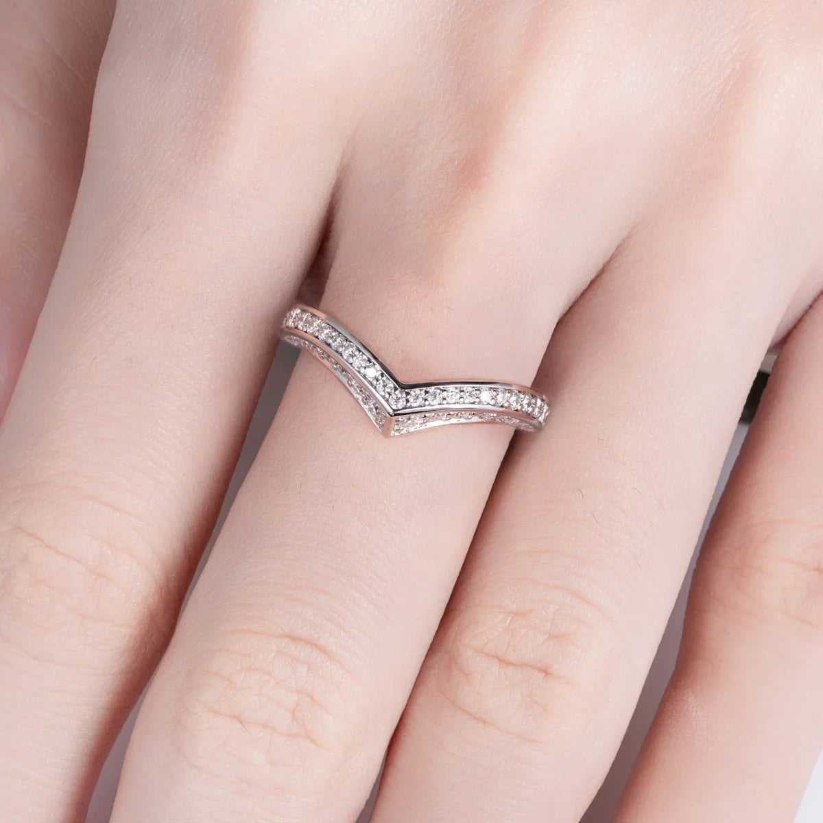 Venus V-Shape Pavé Moissanite Gold Plated Ring