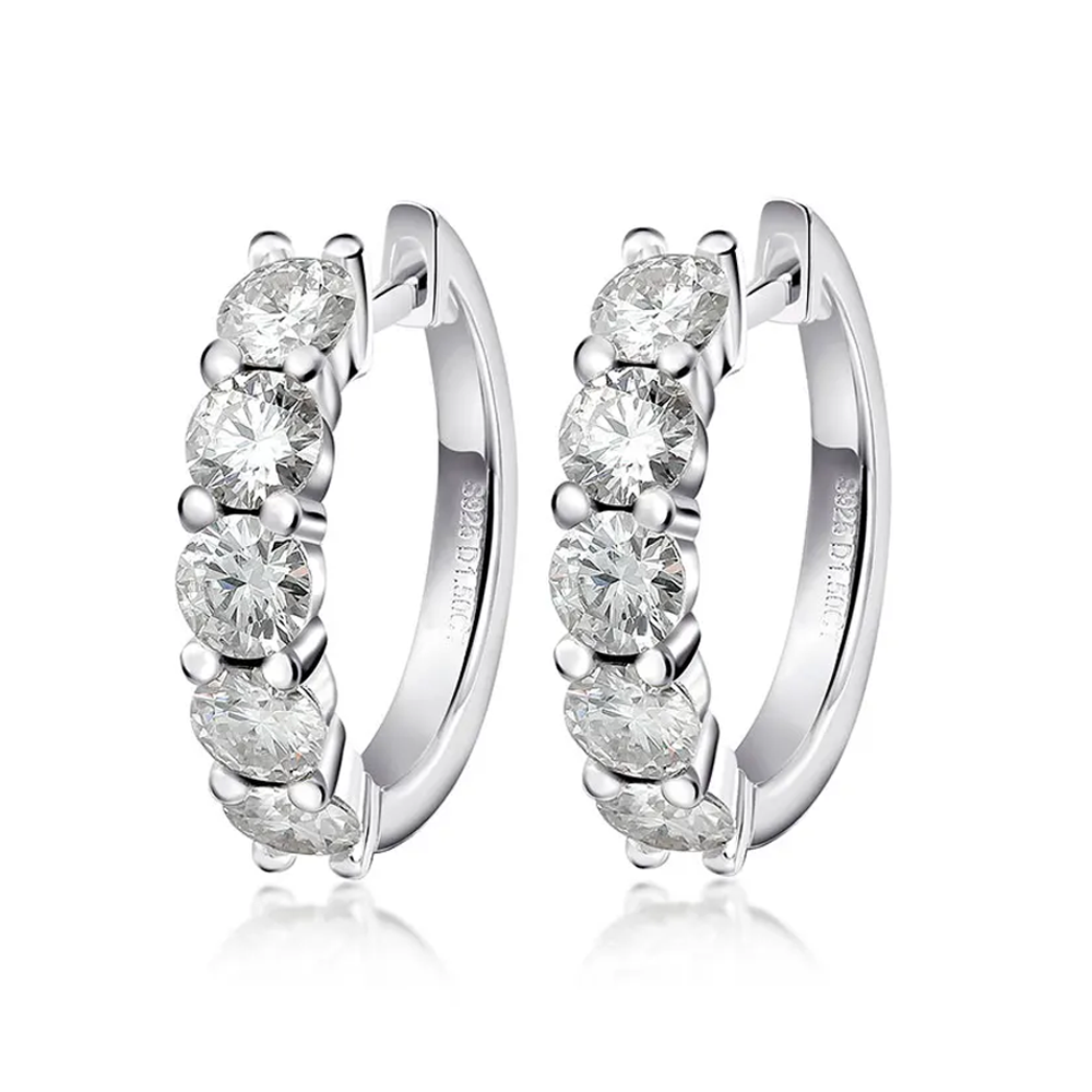 Quintet Moissanite Gold Plated Earrings