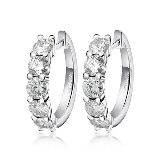 Quintet Moissanite Gold Plated Earrings