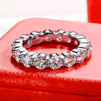 Round Cut Moissanite Gold Plated Full Eternity Ring