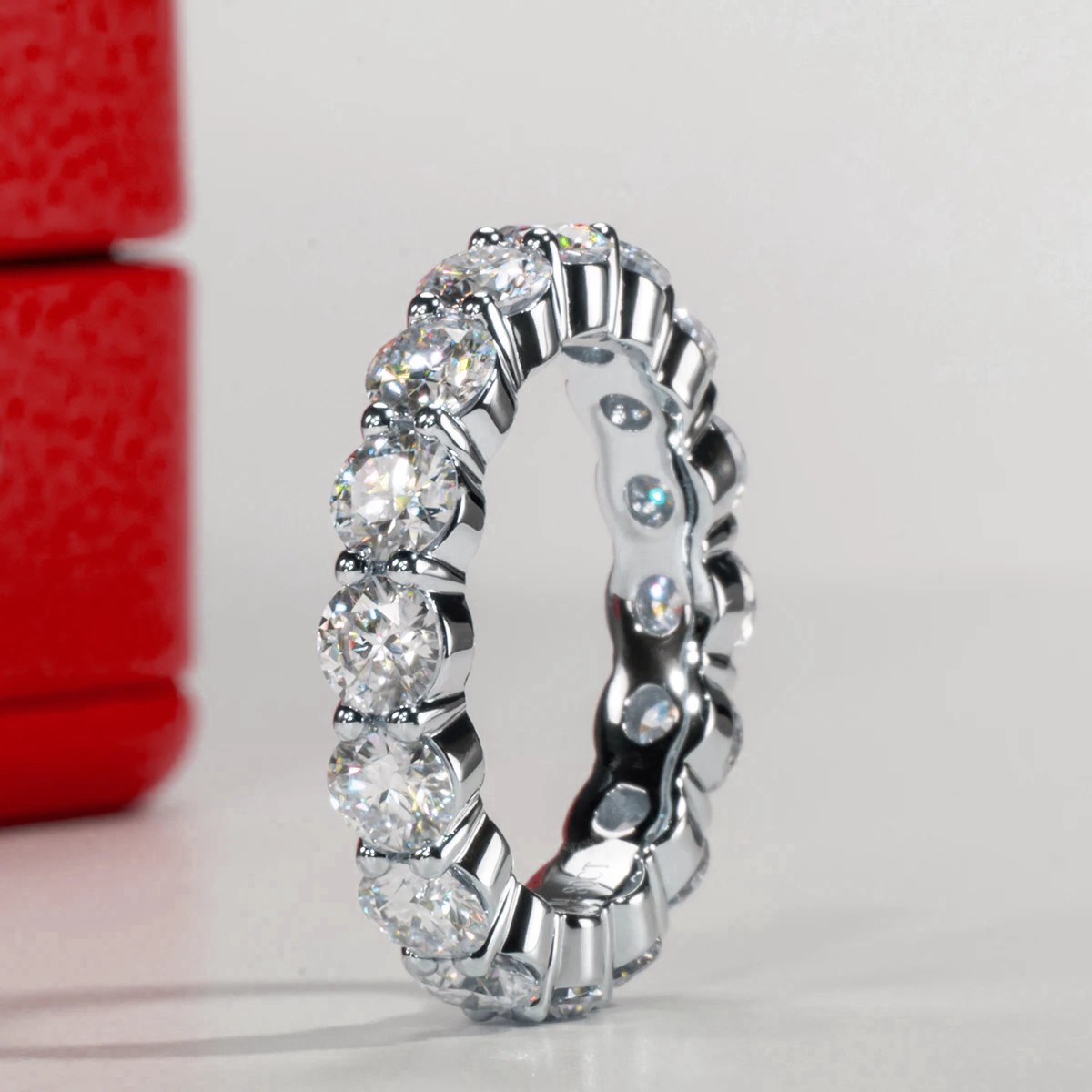 Round Cut Moissanite Gold Plated Full Eternity Ring