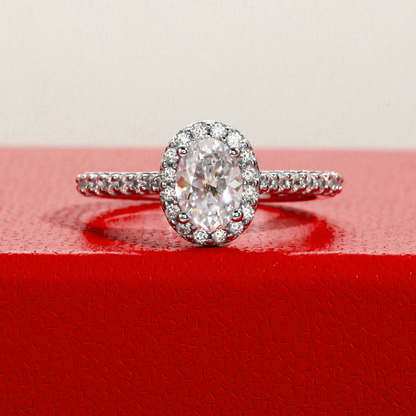 Grace Oval Halo Moissanite Gold Plated Ring