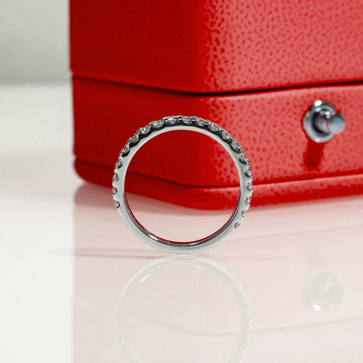 Radiant Half Eternity Moissanite Gold Plated Ring