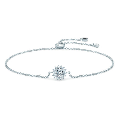 Bracelete Raio de Sol Moissanites e Prata Folheada à Ouro Branco 14k - Loratta