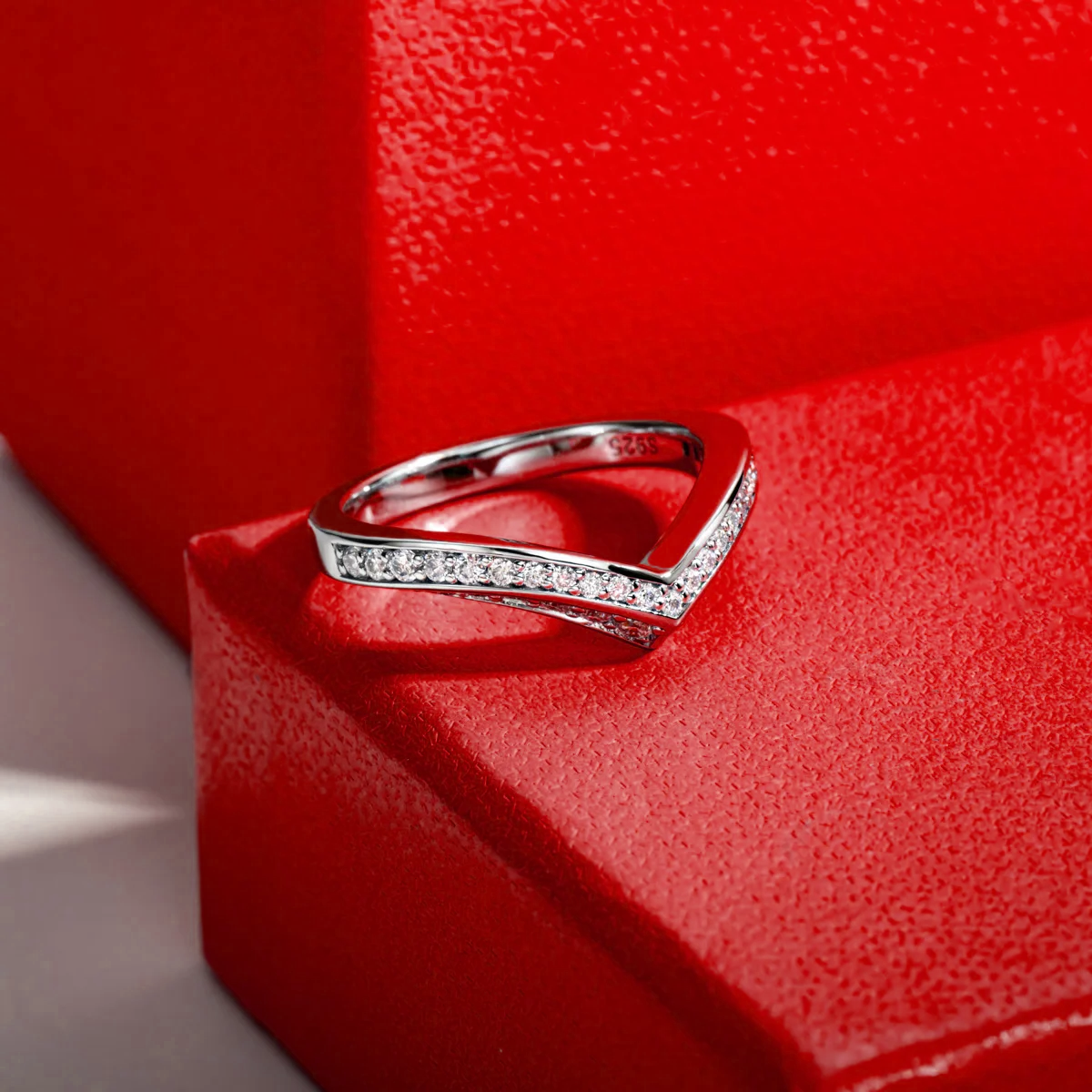 Venus V-Shape Pavé Moissanite Gold Plated Ring