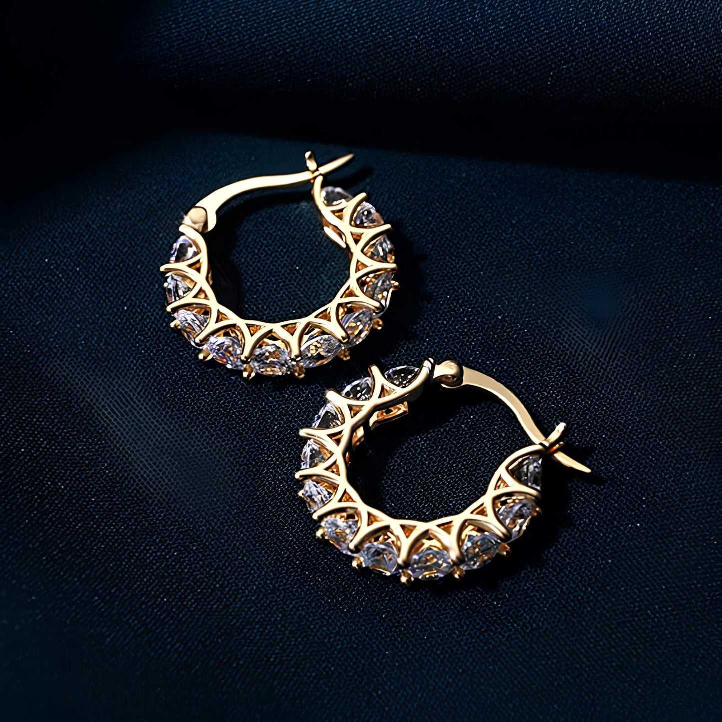 Twisted Moissanite Gold Plated Hoop Earrings