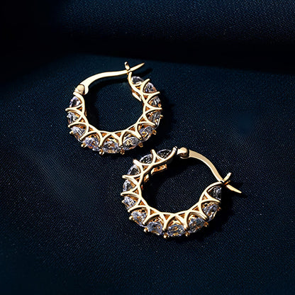 Twisted Moissanite Gold Plated Hoop Earrings