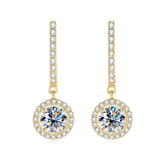 Circular Charm Moissanite Gold Plated Earrings