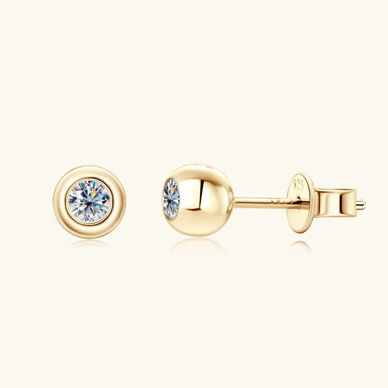Point Brilliant Moissanite Gold Plated Earrings