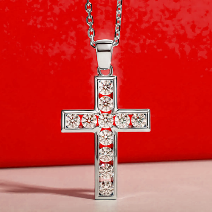 Divine Cross Moissanite Gold Plated Necklace