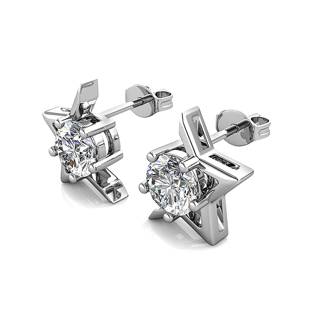 Brinco Meia Estrela Moissanite em Prata Folheado à Ouro 18k - Loratta