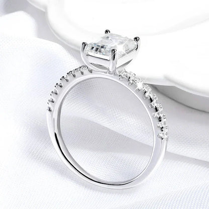 Emerald Cut Moissanite Stud Ring