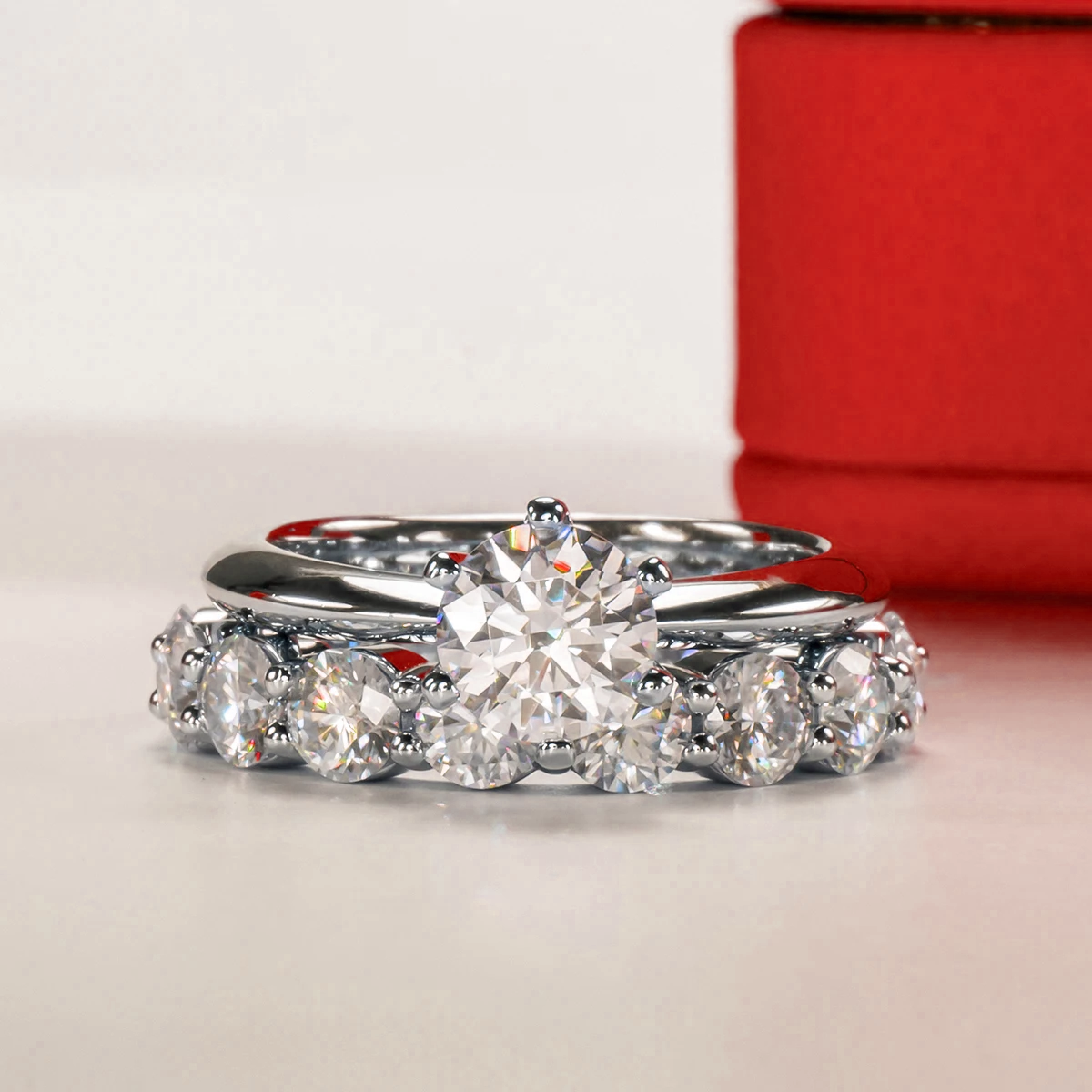 Round Cut Moissanite Gold Plated Full Eternity Ring