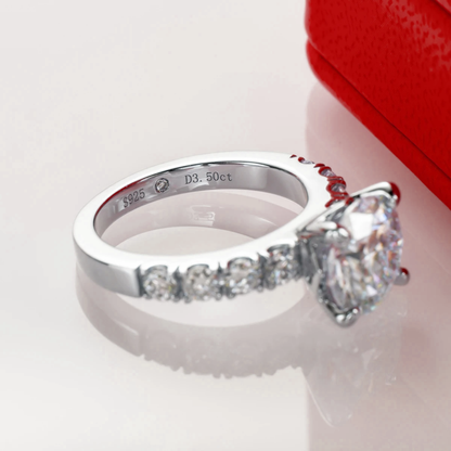 Royal Pavé Band Moissanite Solitaire Gold Plated Ring