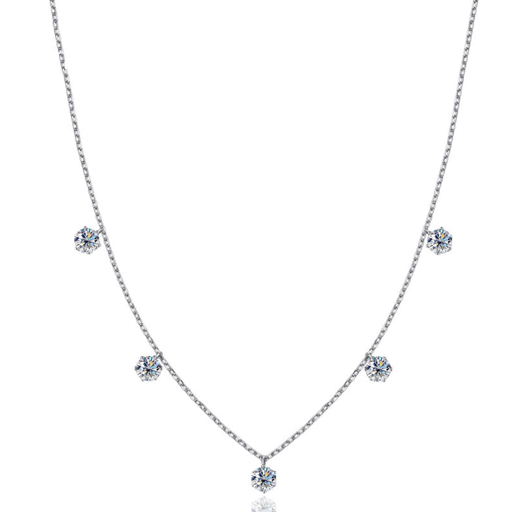 Colar Jasmin Moissanites em Prata - Loratta