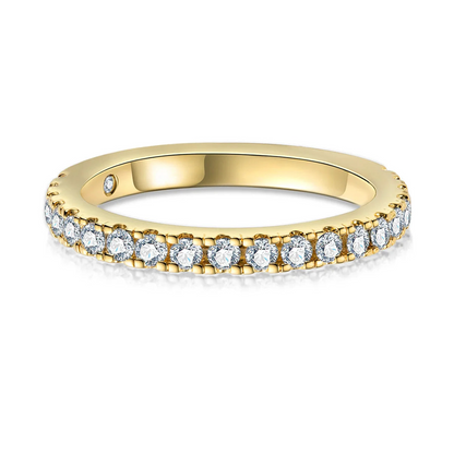 Round Cut Moissanite Gold Plated Half Eternity Ring