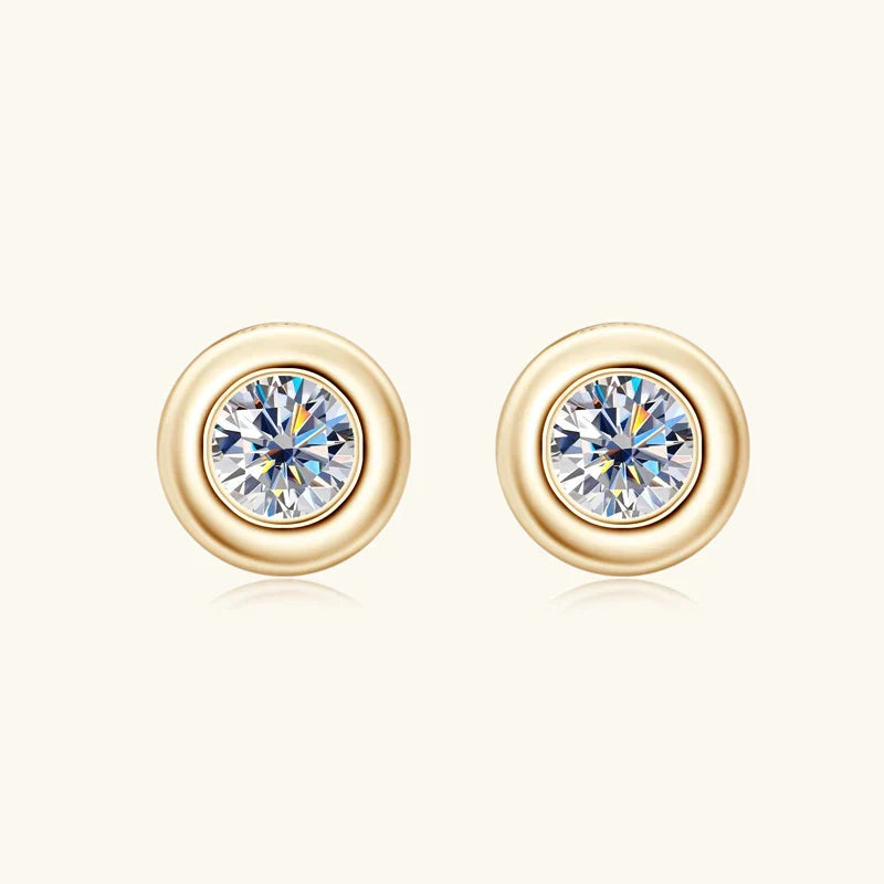 Point Brilliant Moissanite Gold Plated Earrings