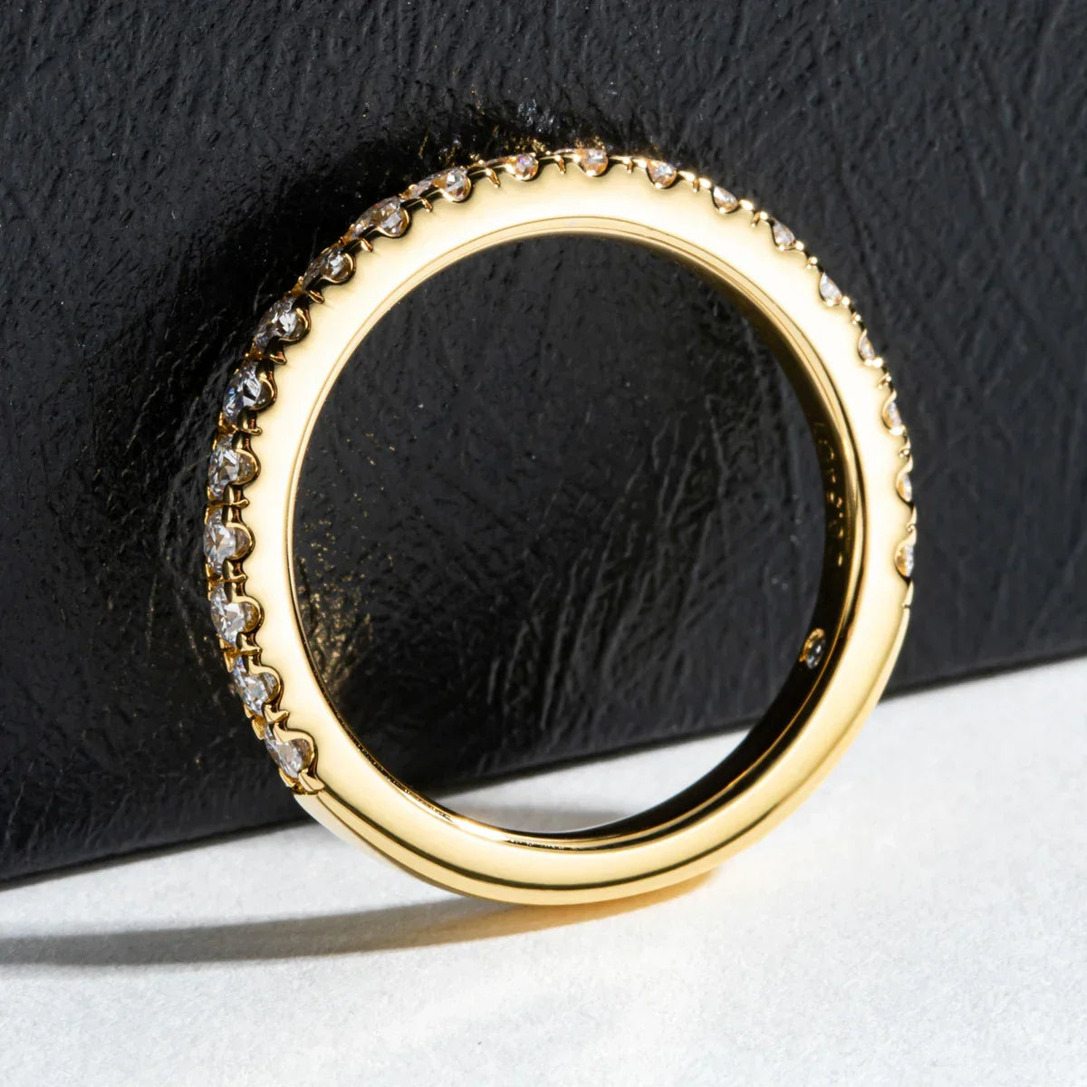 Round Cut Moissanite Gold Plated Half Eternity Ring