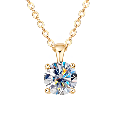 Radiant 4 Claws Moissanite Gold Plated Necklace