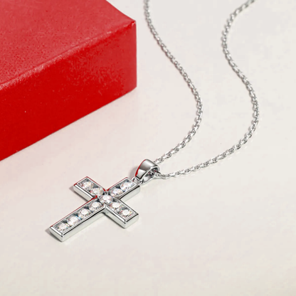 Divine Cross Moissanite Gold Plated Necklace