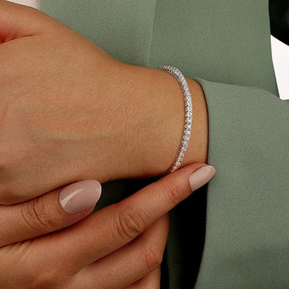 2mm Moissanite Rhodium Plated Tennis Bracelet