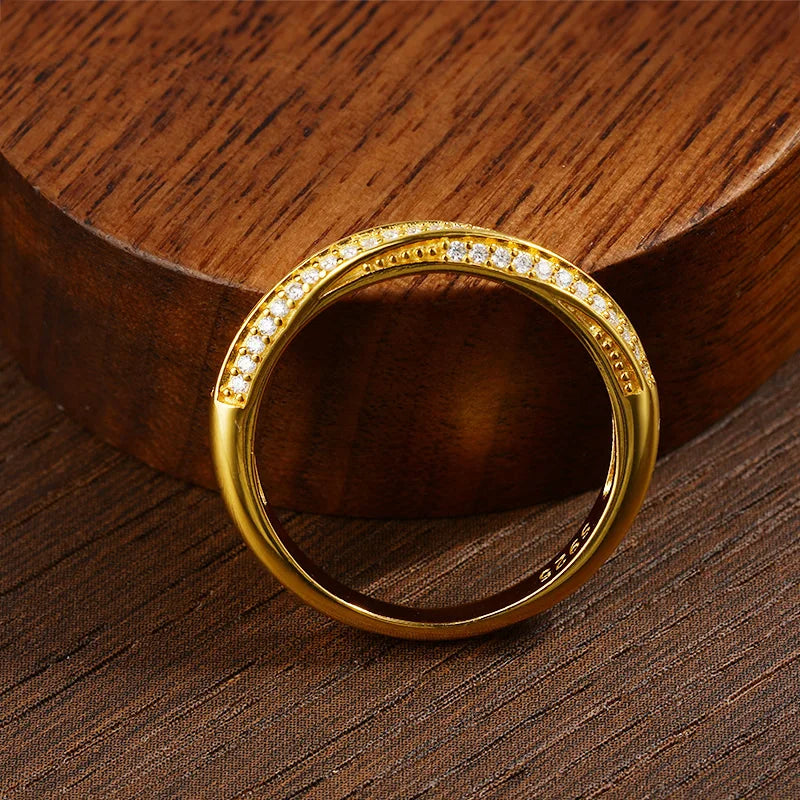 Interlacing Light Moissanite Half Eternity Ring