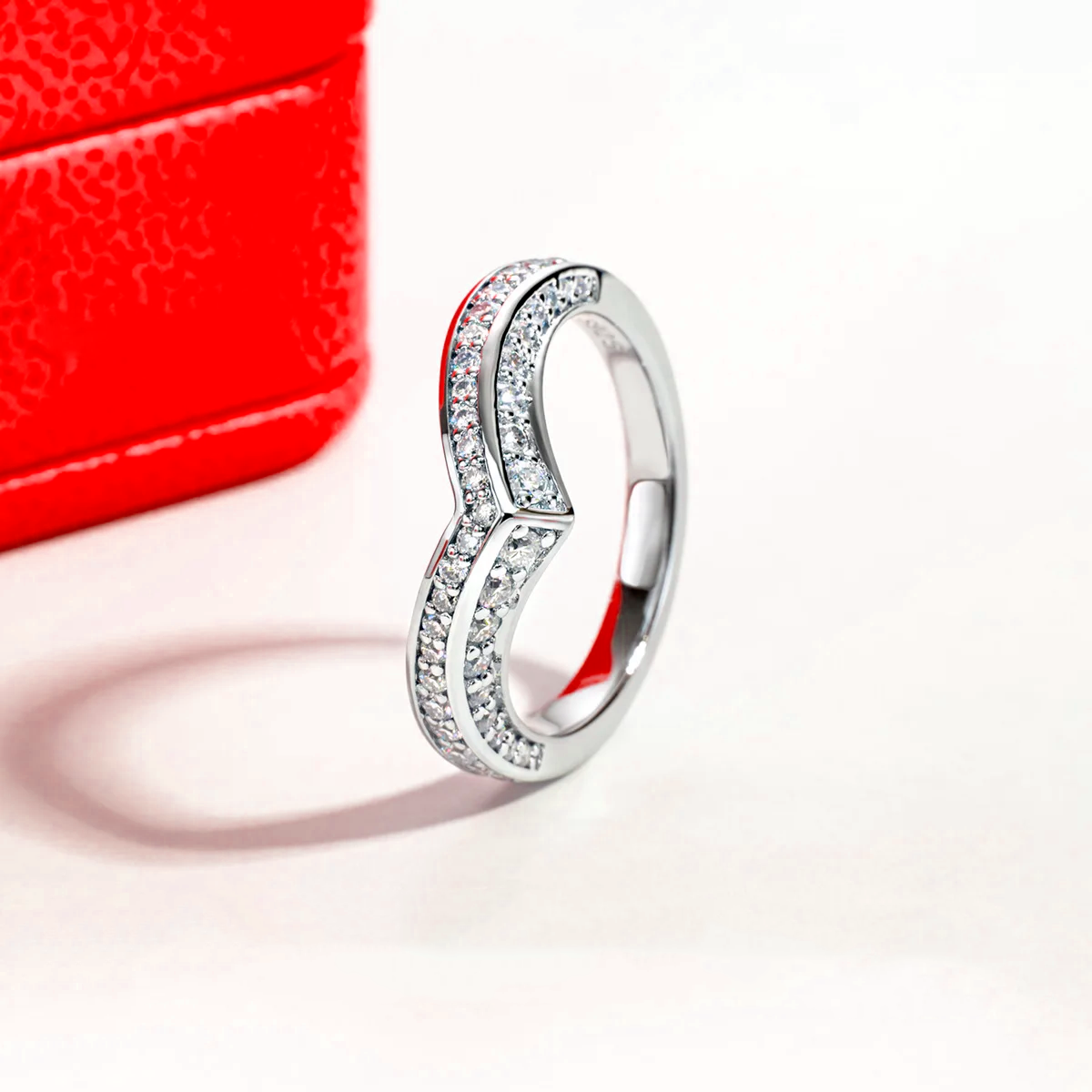 Venus V-Shape Pavé Moissanite Gold Plated Ring