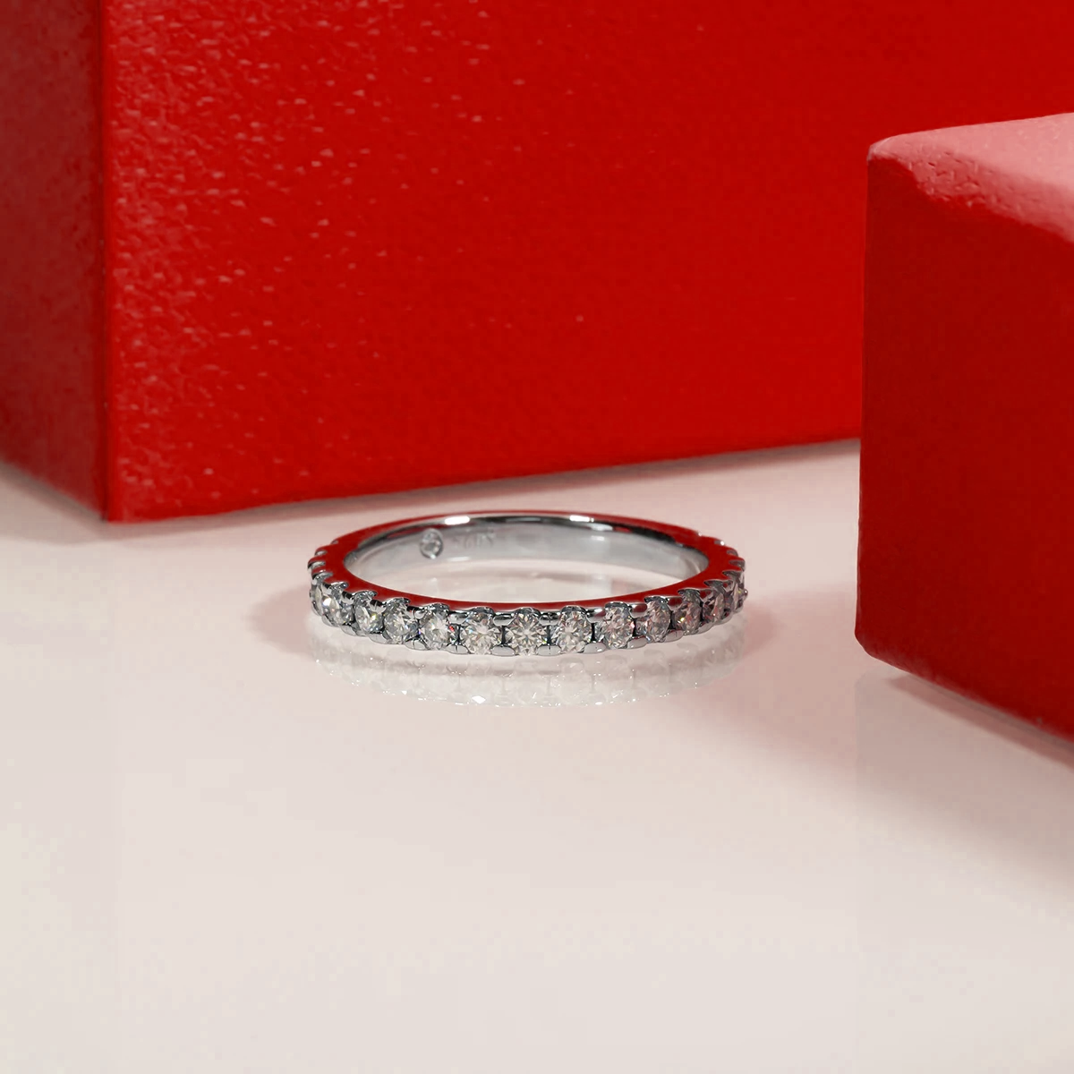 Radiant Half Eternity Moissanite Gold Plated Ring